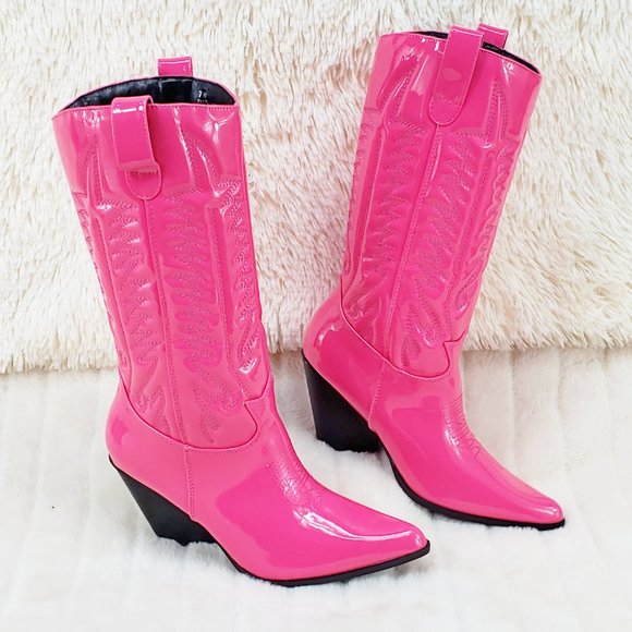 Hot Pink Western Cowboy Cowgirl Boots - Picture 3 of 13